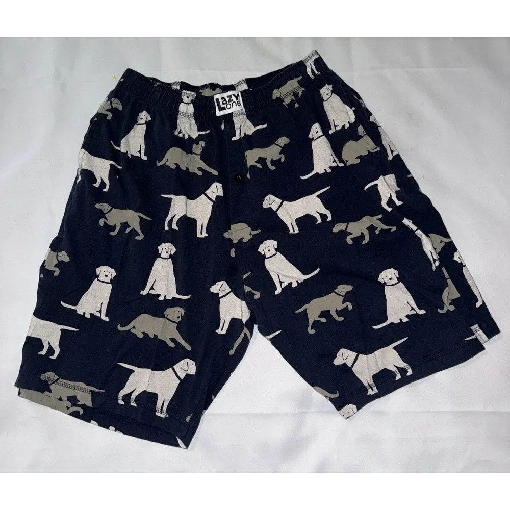 Lazy One Dog  Pajama Shorts Boxers Cotton Loungewear Size L‎